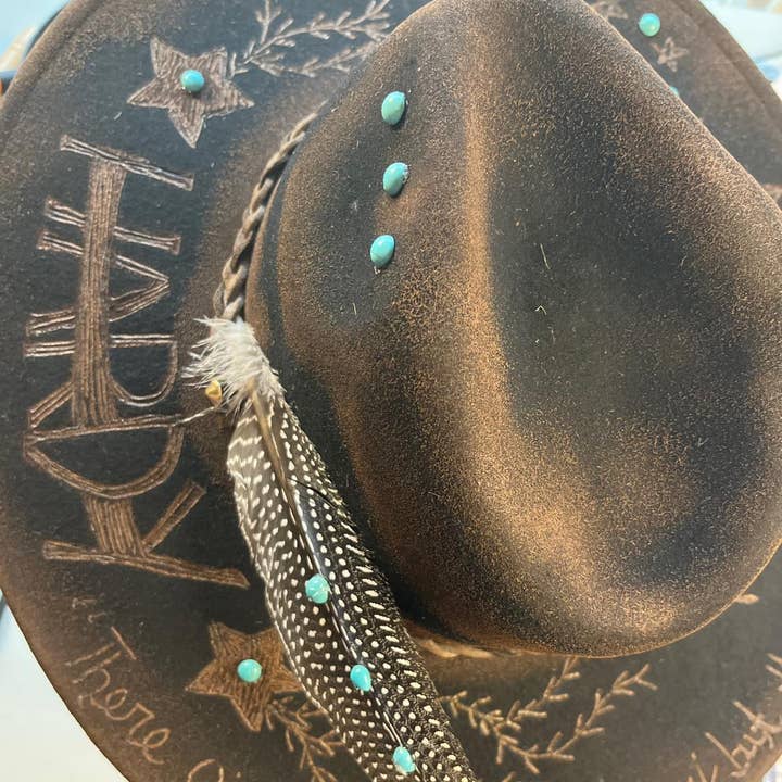 Feathered Gypsy Custom Hats and Boutique – wholesale Cowboy Hat – Women’s – Custom Burned Rancher Hat