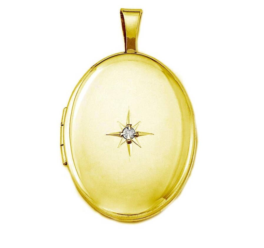 Pori Jewelry – wholesale Locket necklace – 14K Oval Starburst Locket