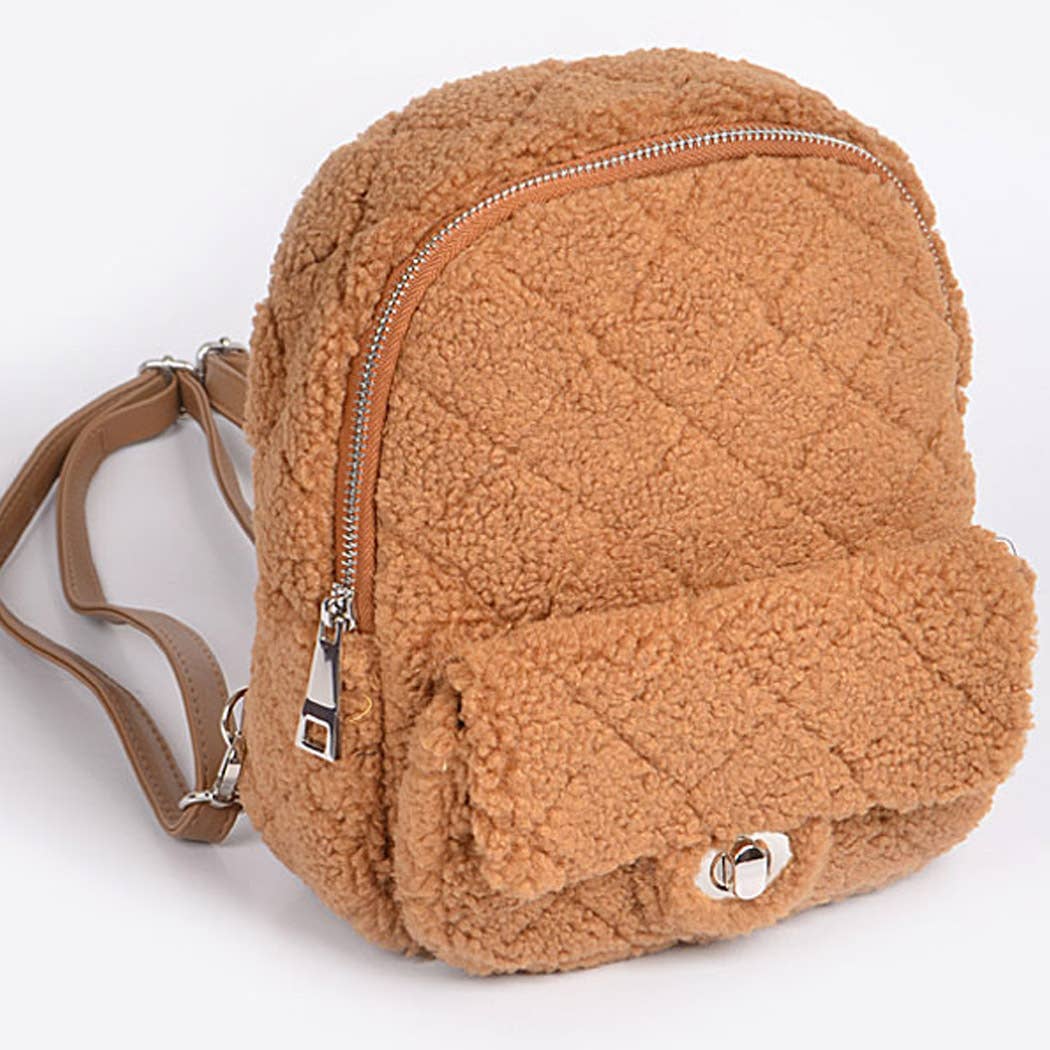 3AM BY H&D ACCESSORIES - Wholesale Backpack - Women's - Fluffy Flap Zipper Backpack4