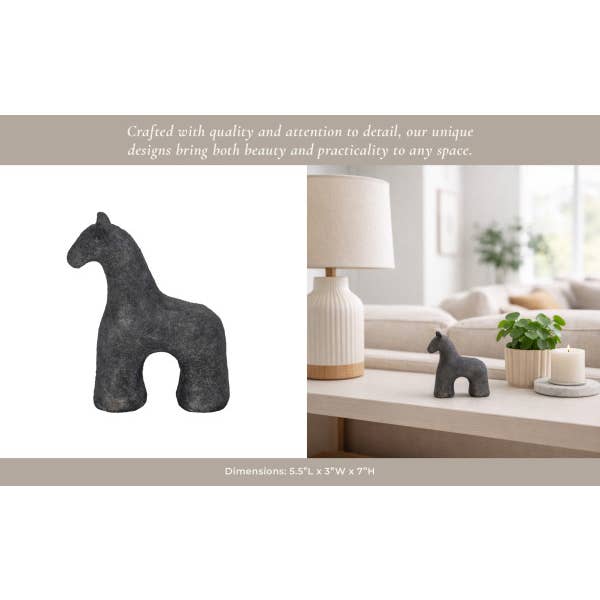 Sagebrook Home - Wholesale Decorative Figurine - Black 6 in. Cement Textured Horse Figurine13