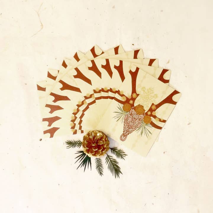 Set di 10 biglietti di carta per feste di cervo in pizzo. per la vendita all'ingrosso da parte di Little Gold Fox Designs