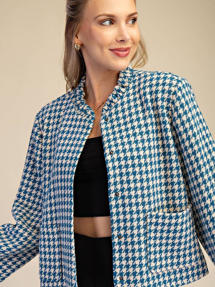 Glam - Wholesale Jacket - Women's - Ruffle Neck Pocket Long Sleeve Jacket5