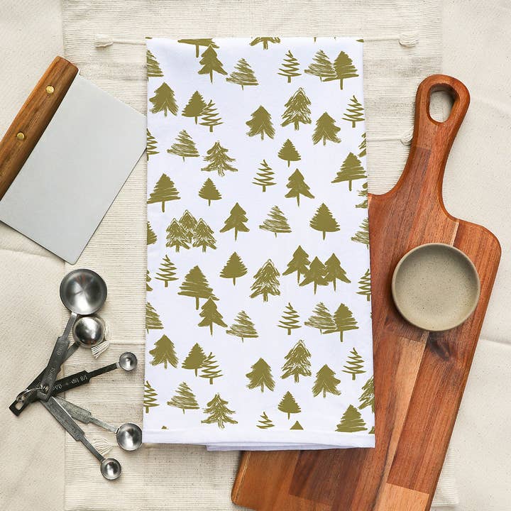 Evergreen Trees Tea Towel Cotton for wholesale by Muse Textiles