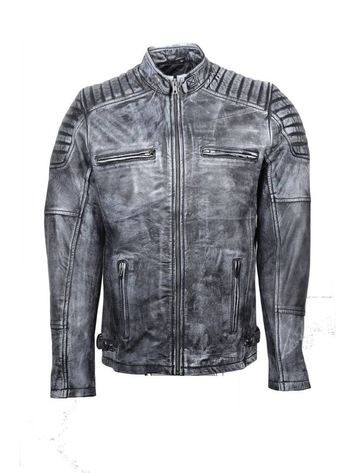 Urban 5884 Amsterdam | Leather jackets – Großhandel Lederjacke – Herren – Urban 5884 Ralph Biker Herren Lederjacke Lammfell Denim