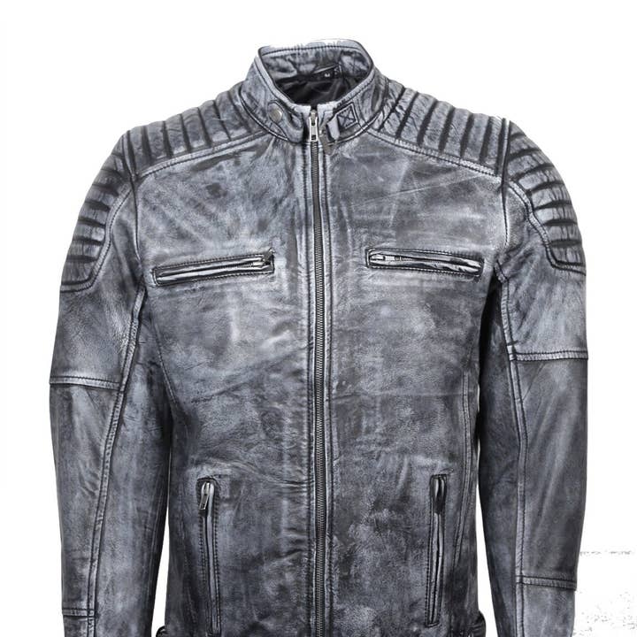 Urban 5884 Ralph Biker Gents Leather Jacket Lamb Skin Denim for wholesale by Urban 5884 Amsterdam | Leather jackets