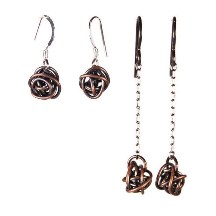 Tiny Scribbles Earrings - Copper wire wrap ball for wholesale by Tactile Melodies