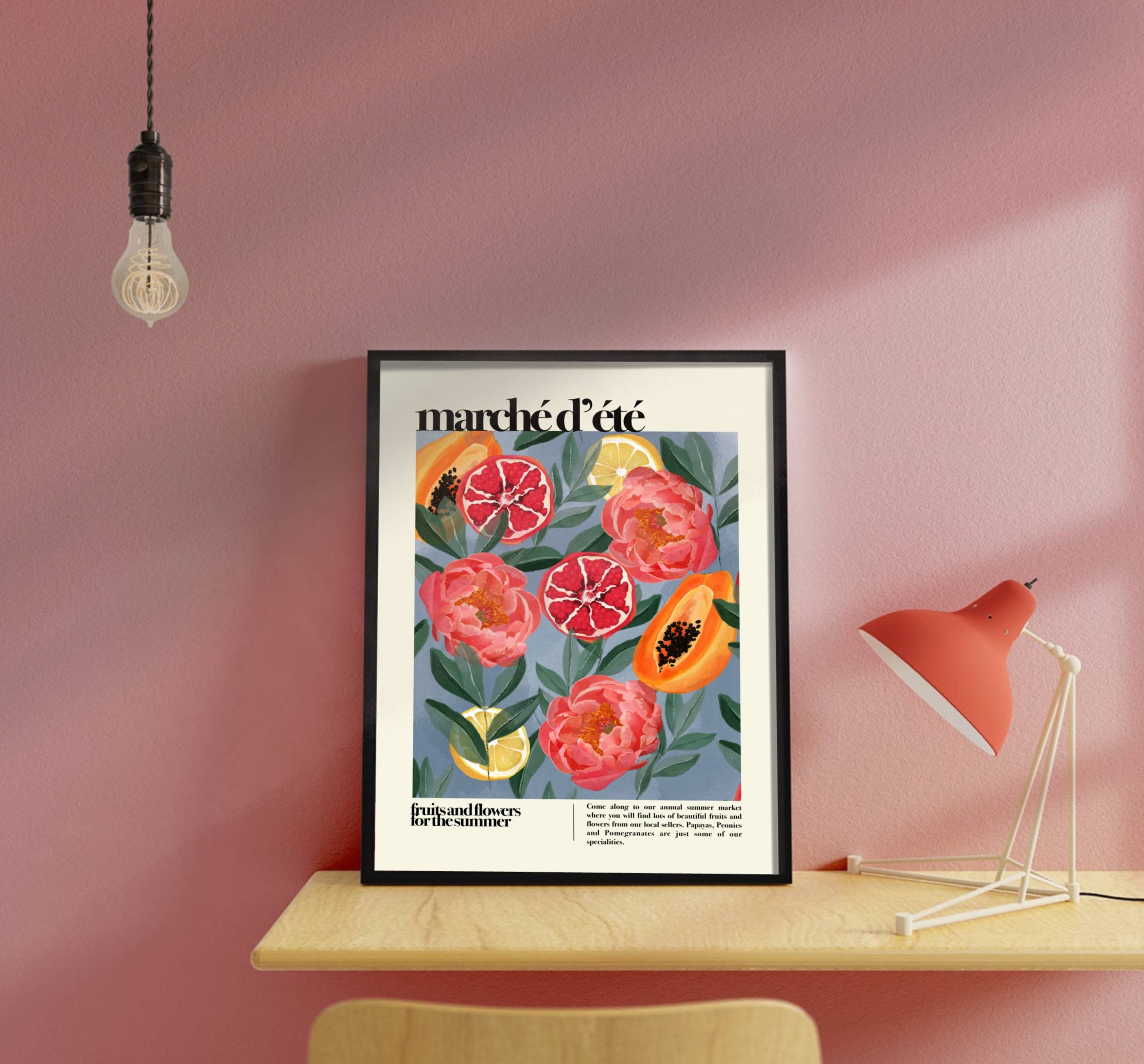 Kate Fox Design – Engroshandel Kunsttryk – Frugt- og blomsterprint, botanisk tryk, lyse farverige,6