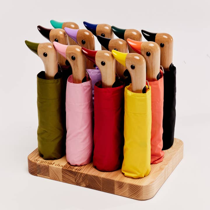 Original Duckhead EU - Wholesale Retailer Display Block - 12-Slot Organic Wooden Umbrella POS Display Unit2