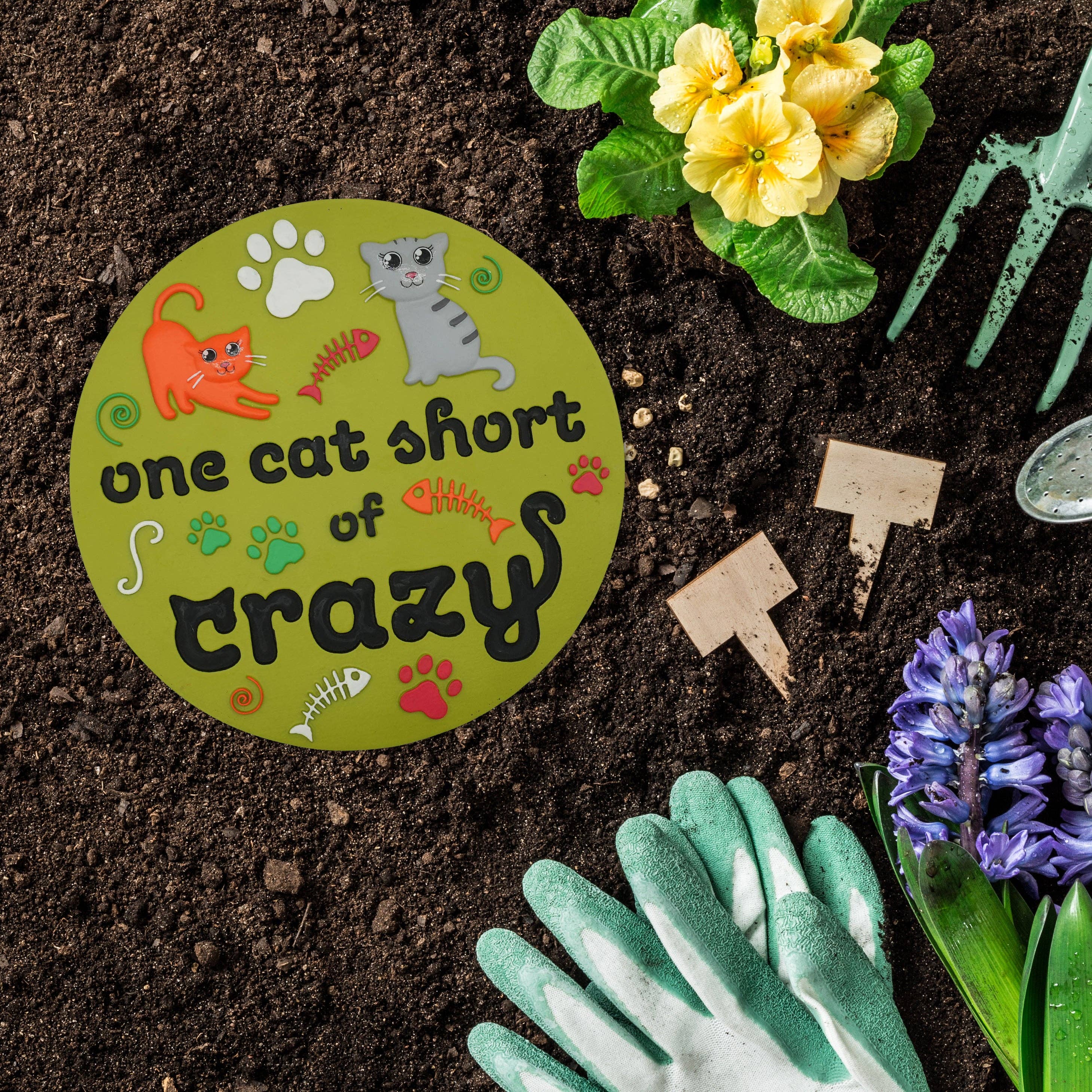 Happy Cow Lawn Decor - Wholesale Stepping Stone - “One Cat Short of Crazy” Garden Stepping Stone0