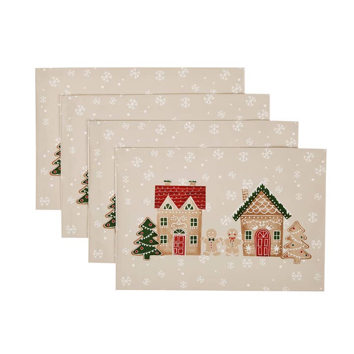 Ensemble de 4 sets de table Avanti Linens Gingerbread Village pour la vente par Avanti Linens