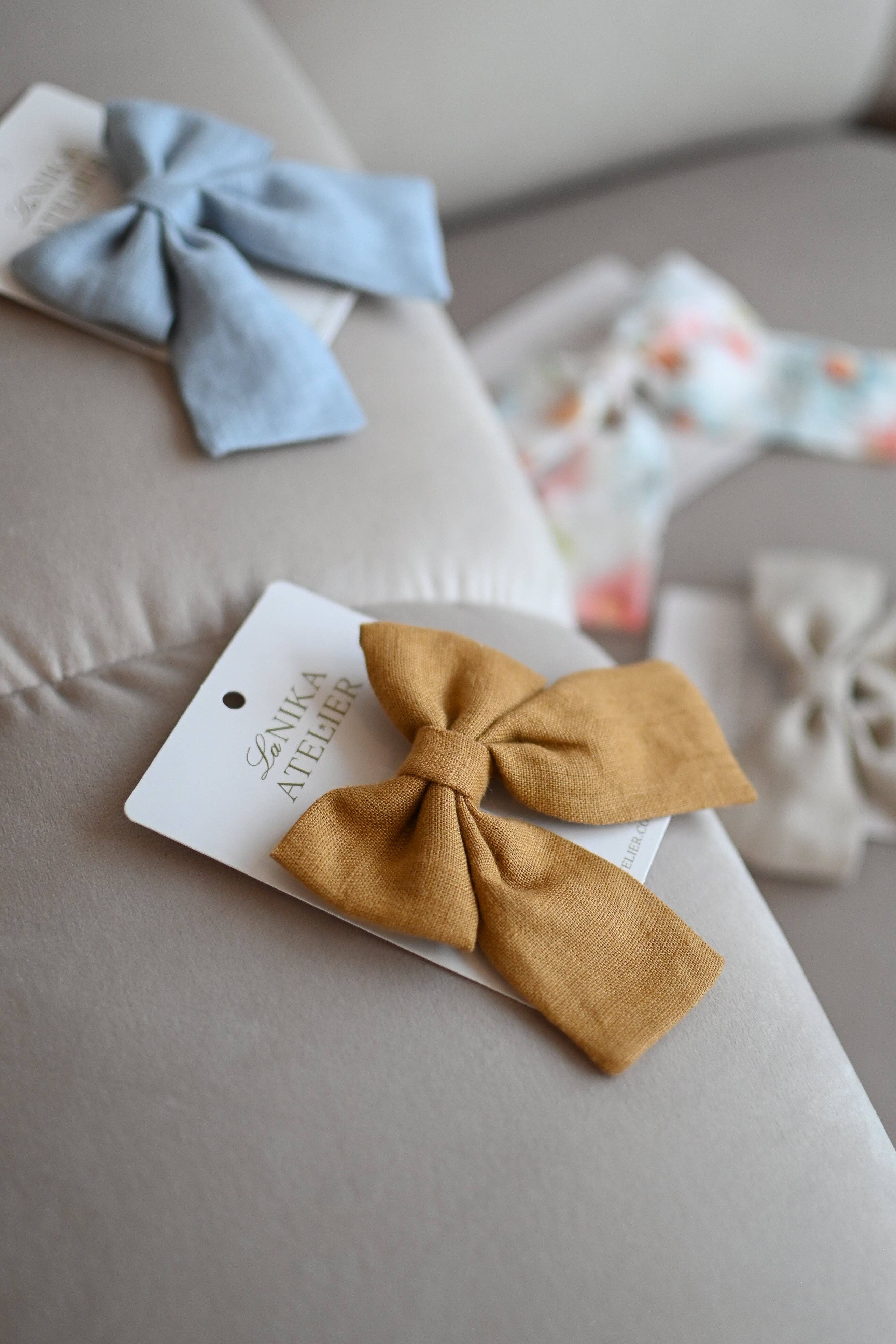 Lanika Atelier, Nika Korošec s.p. - Wholesale Hair Bow - Women's - Midi linen hair bows in pastel colors7