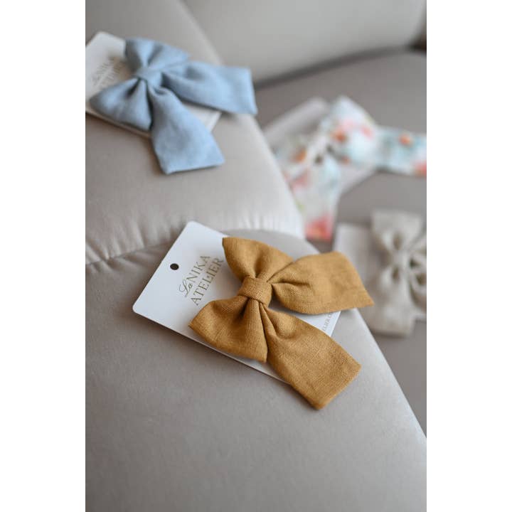 Lanika Atelier, Nika Korošec s.p. - Wholesale Hair Bow - Women's - Midi linen hair bows in pastel colors7