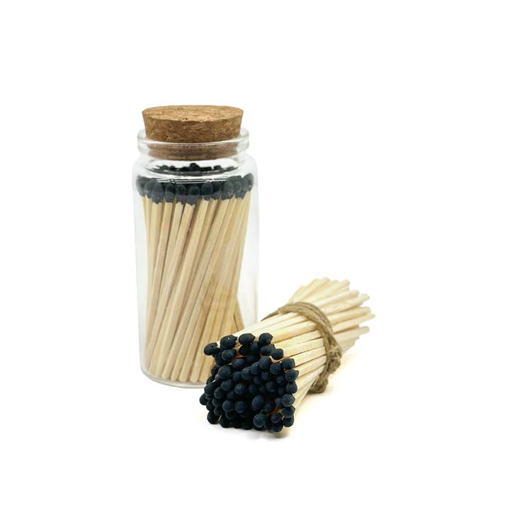 Black Safety Matches in Jar - Bottle Glass Jar 3" Inch for wholesale by Chandler Studio