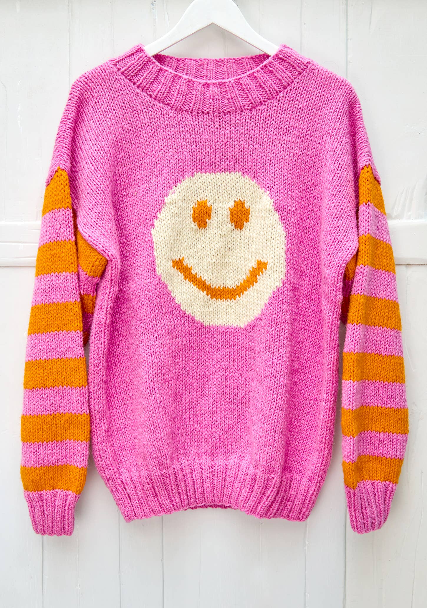 Namaste - Wholesale Knit Sweater - Women's - Smiley Face Stripe Hand Knitted Jumper7