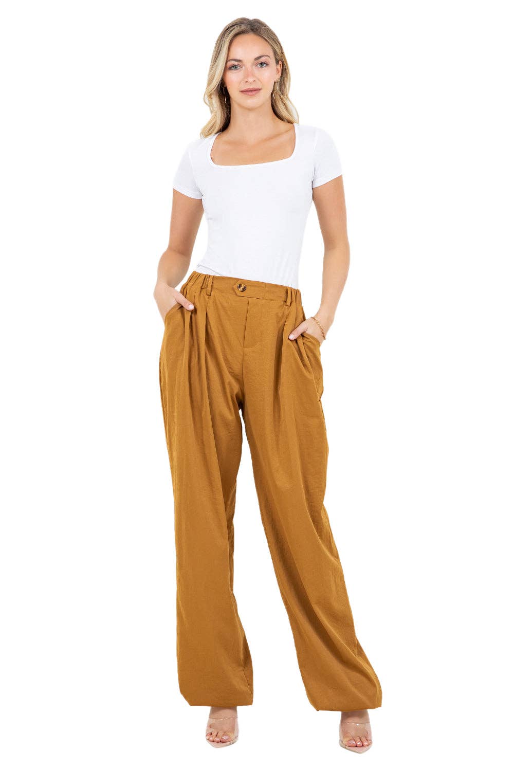 Brown WOMEN FASHION HAREM LEG PANTS for wholesale on Faire0