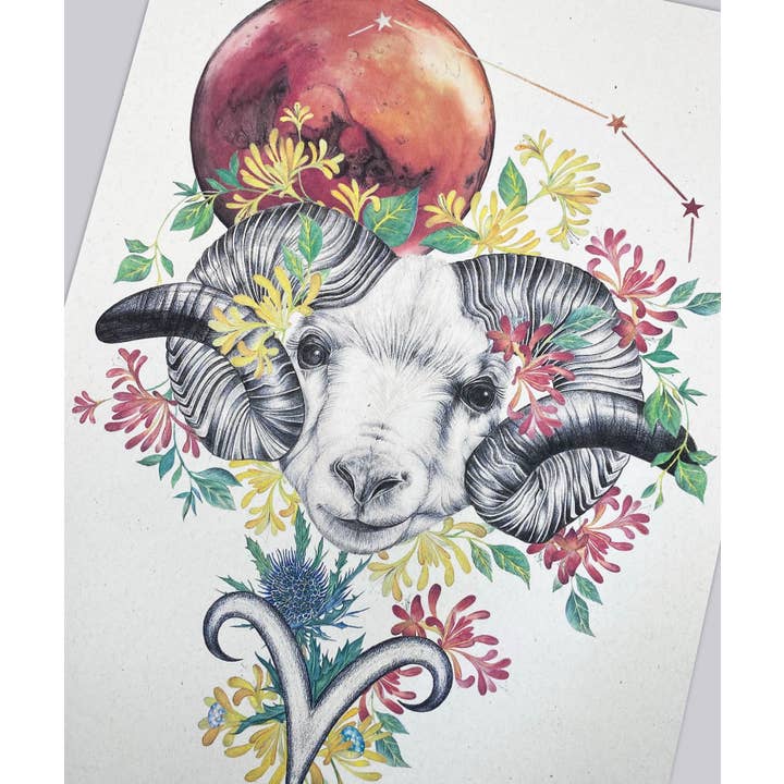 Affiche Zodiaque Bélier Ram pour la vente par Autumn Bella Designs