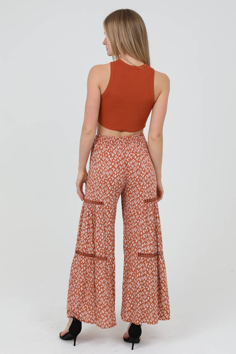 ANGIE – wholesale Pants – Women's – 25R84-W980 ELASTIC WAIST WIDE LEG PANTS WITH LACE TRIM9