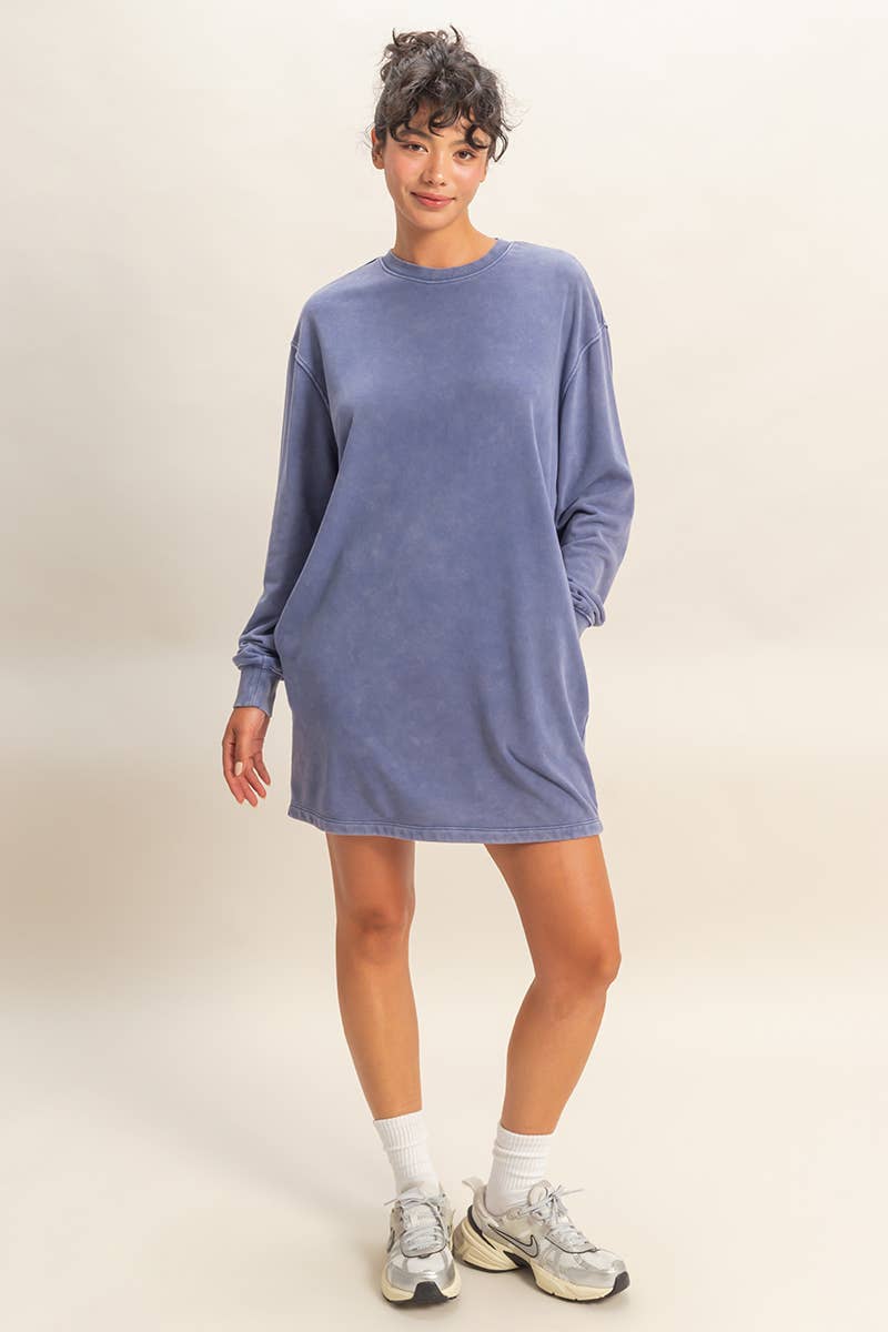HYFVE – wholesale Dress – Women's – Mineral Washed Oversized Mini Sweatshirt Dress25
