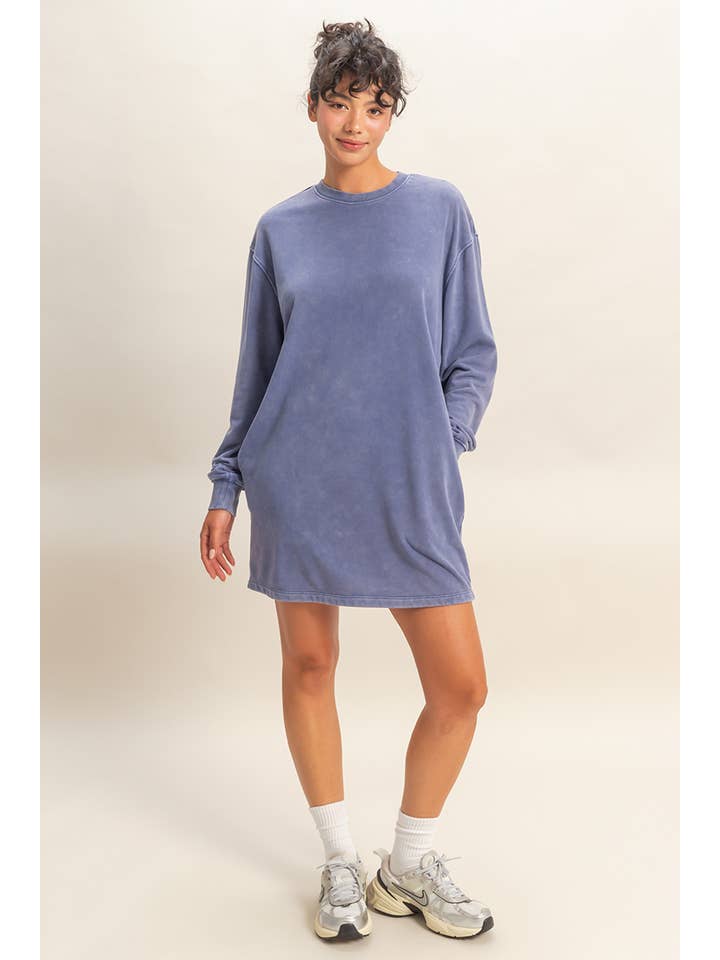HYFVE – wholesale Dress – Women's – Mineral Washed Oversized Mini Sweatshirt Dress25
