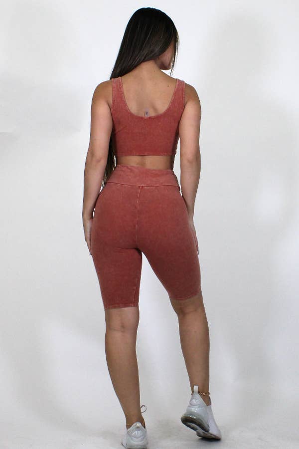 Junie – Großhandel Loungewear-Set – Damen – Mineralgewaschenes Tanktop und Biker Short Set21