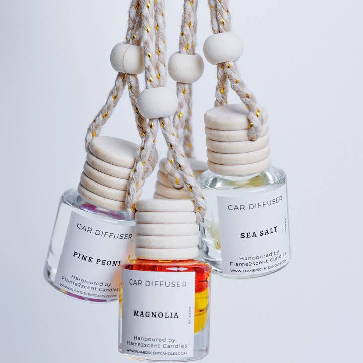 Flame2scent Candle Co. - Wholesale Car Freshener - Unisex - White Tea & Basil - Car Diffuser - Car Hanging Air Freshener