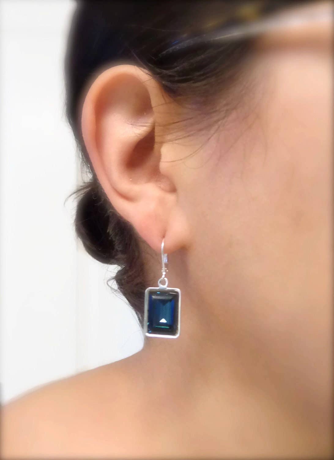 Love Your Bling® - Wholesale Dangle Earrings - Navy Blue Baguette Crystal Earrings - Bridesmaid Jewelry - Weddings - Swarovski Crystal - Swarovski Earrings - Dark Blue Earrings2