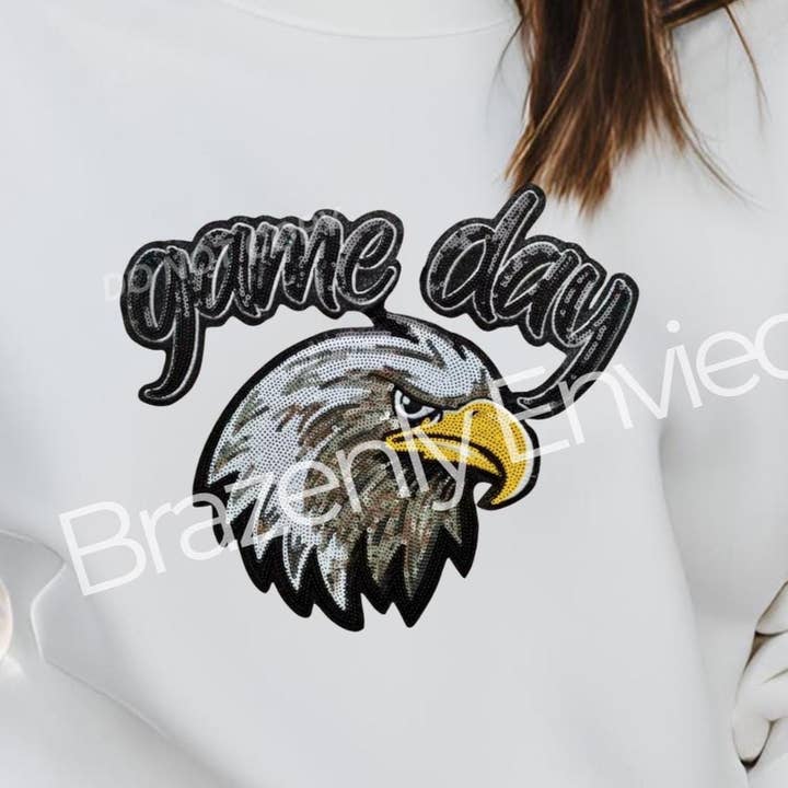 Brazenly Envied - Wholesale Patch - Sequin Eagle Iron-On Patch: Game Day Apparel (11.75" W x 10.5" H ) DIY Trendy Patch Iron on Patcg2
