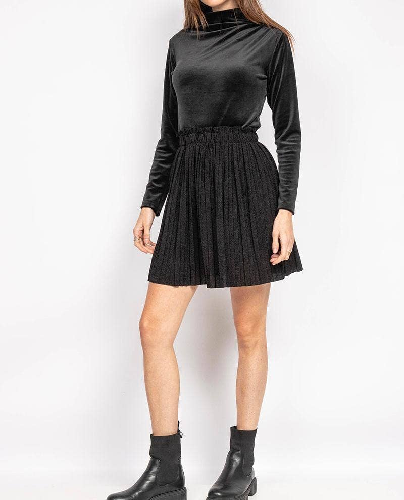 LORIANE - Wholesale Skirt - Women's - 19145P Short pleated skirt with sequins6