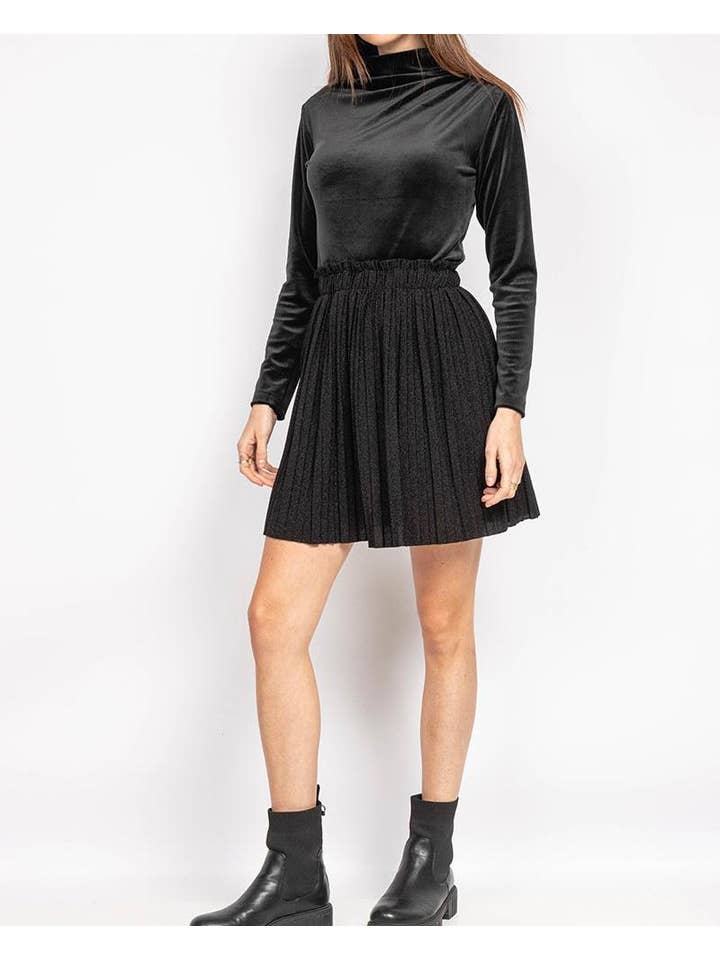 LORIANE - Wholesale Skirt - Women's - 19145P Short pleated skirt with sequins6