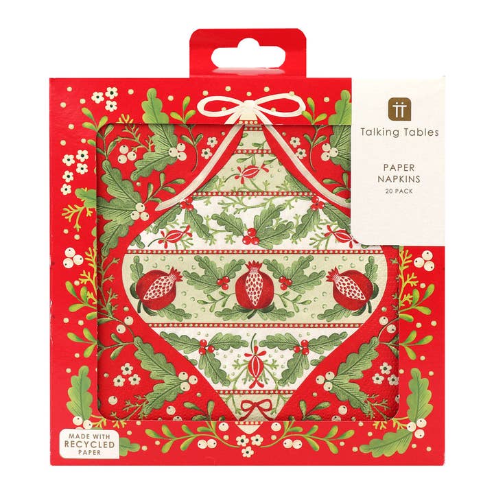Folklore Red Christmas Paper Napkins - 20 Pack for wholesale by Talking Tables UK