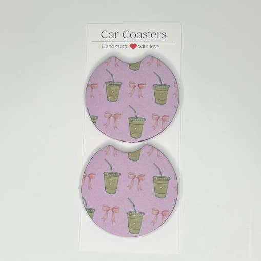 Dunkelrosa Eiskaffee-Auto-Untersetzer für den Großhandel von Sophie V. Designs