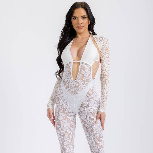 Plus Size Set Tops Lace Sexy Jumpsuits Rompers for wholesale by SEXY STAR DESIGN INC