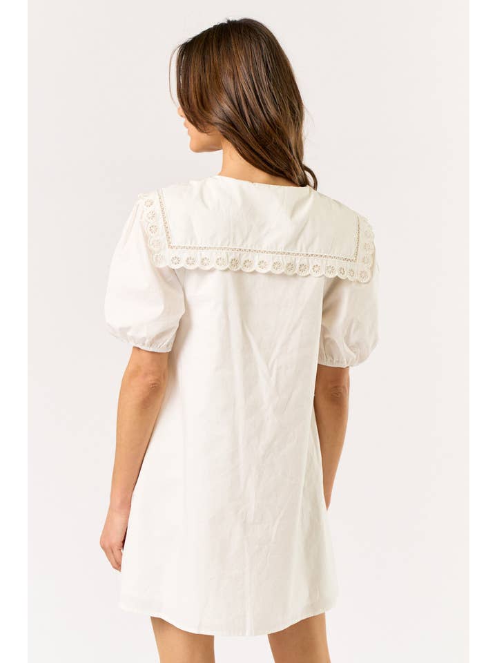 OFF WHITE ILD5224 OVERSIZED COLLAR PUFF SLEEVE MINI DRESS for wholesale on Faire