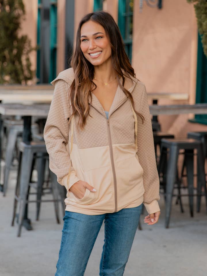 Tickled Teal - Wholesale Hoodie - Women's - Contrast Quilted Zip Up Hoodie8