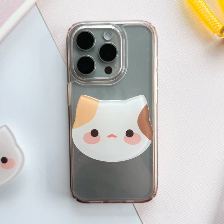 Cute Cat Calico Mascot Acrylic Phone Grip with Epoxy for wholesale by PekoPuff