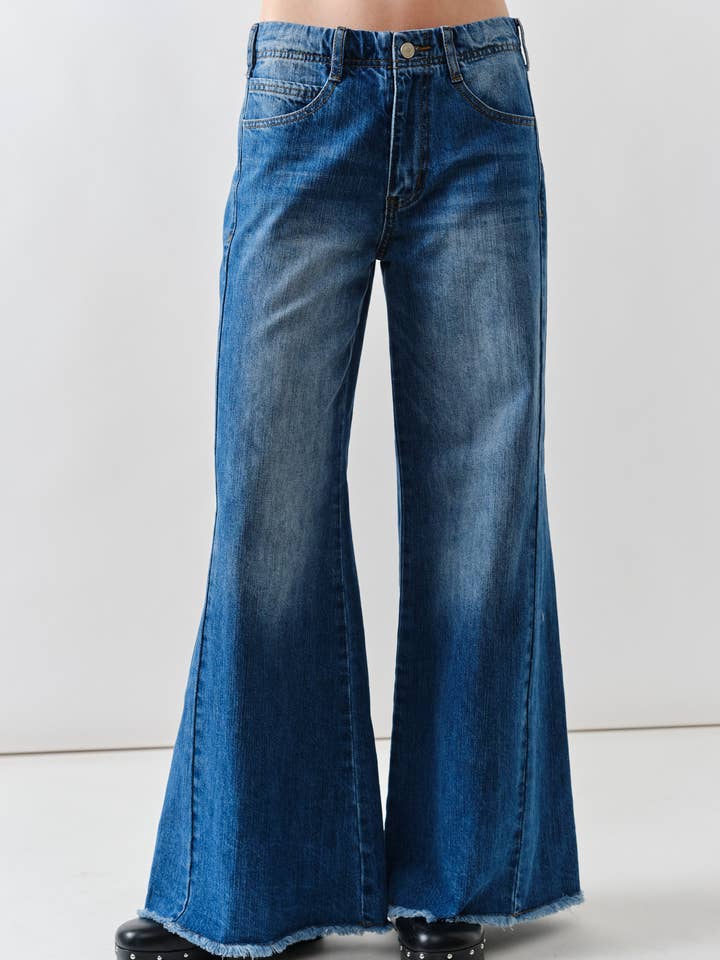 MAP3270 WIDE LEG DENIM PANTS for wholesale by Aaron & Amber