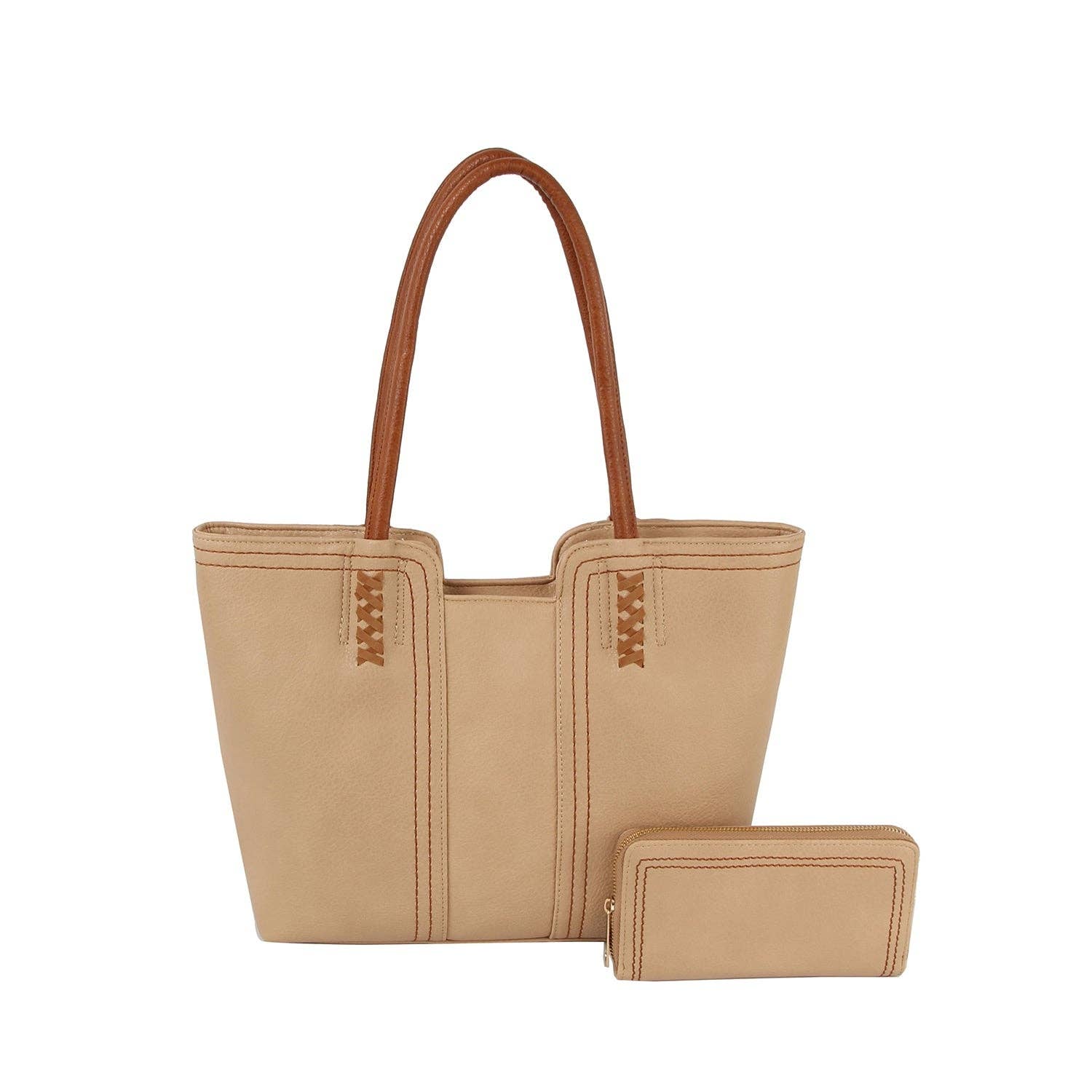 Handbag Factory Corp - Wholesale Draagtas - Dames - Set van 2 in 1 steekdetail, bijpassende tas en tasje6