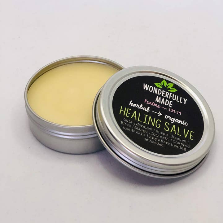 Wonderfully Made .love - Wholesale Healing Salve/Balm/Cream - Herbal Healing Salve | Dry Hands | Calendula | Chickweed | Plantain | Chapped Lips | Cracked Skin | Organic | Everything Salve | Natural