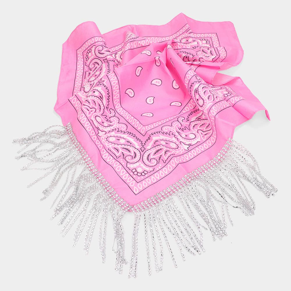 Sensibling Corp. – wholesale Scarf – Women's – Rhinestone Like Fringe Cowgirl Bandana Scarf3