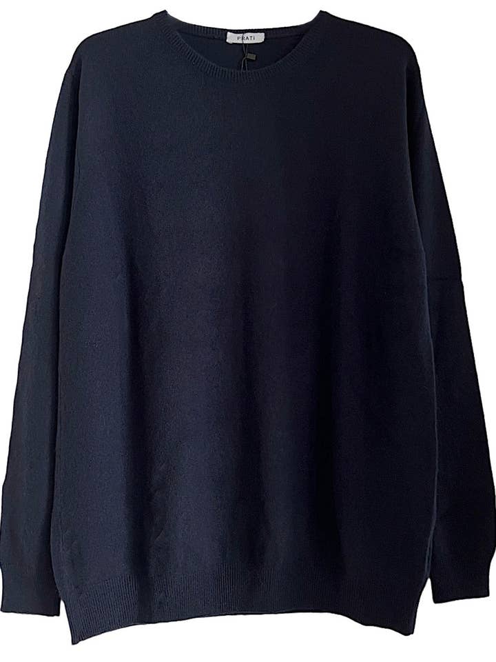 Kashmirtröja med rund hals för män svart för wholesale av PRATI