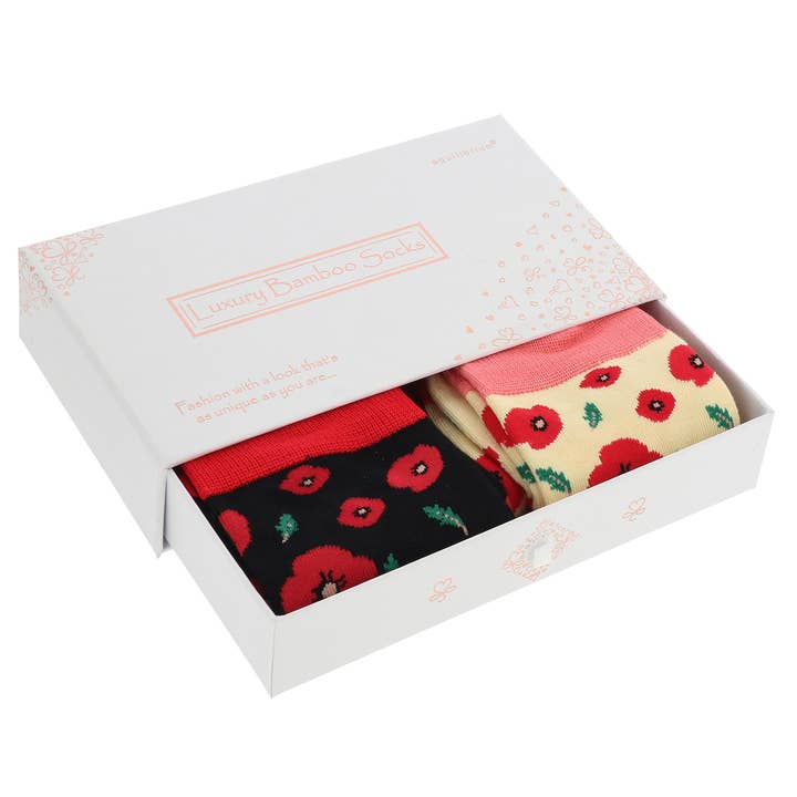 Caja de Regalo de Calcetines de Bambú para Damas Amapola para venta al por mayor de Joe Davies