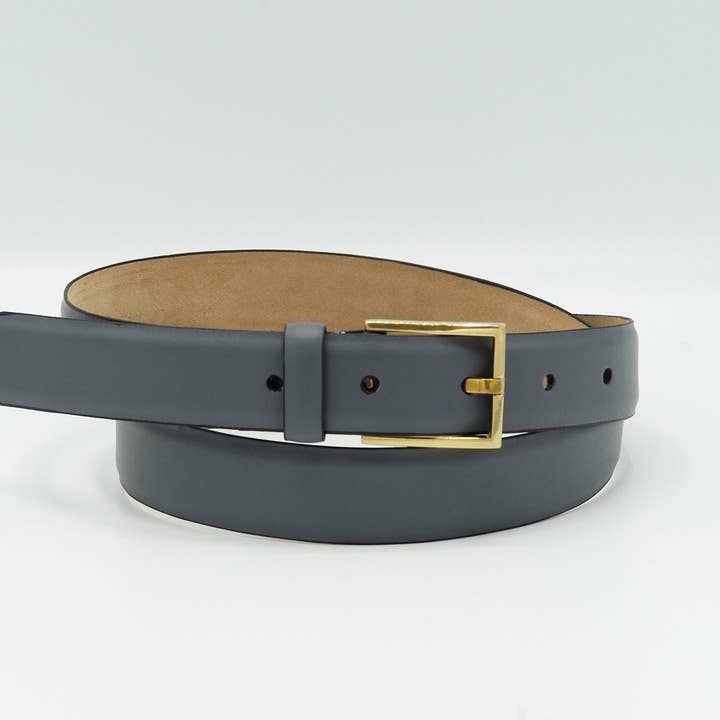 25mm Classic Beveled Edge Belt - Shark Grey w/Vintage Italian Buckle for wholesale by Sfalci