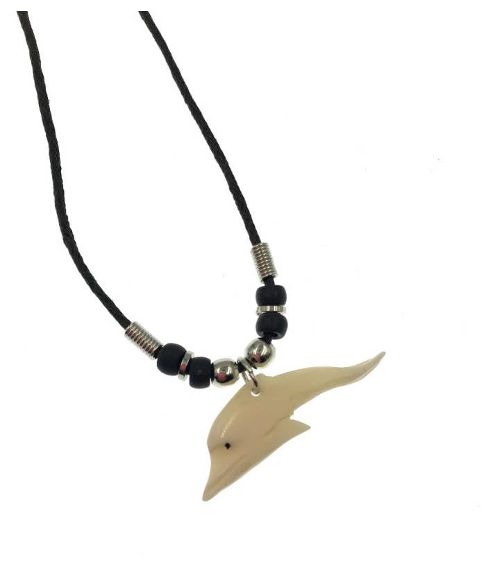 DK Hawaii - Wholesale Pendant/Charm Necklace - Bone Dolphin Pendant Necklace