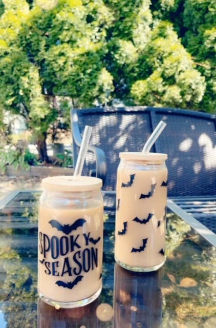 Pink pretty designs – wholesale Drinking glass/cup – 16 oz spooky season can glass3