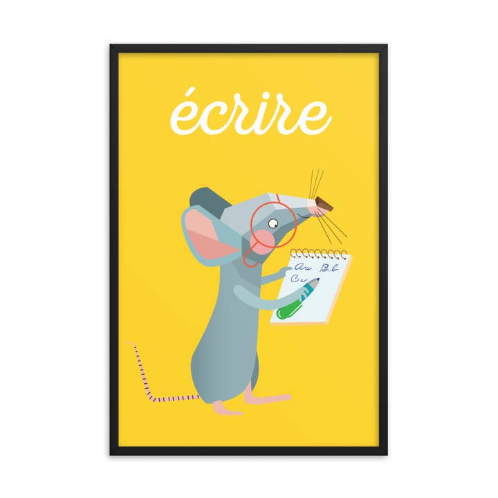 Skrivmus inramat konsttryck - franska för wholesale av gabo and mateo designs