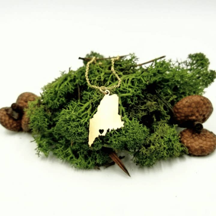 Maine State Gold Filled Necklace for wholesale by Gem Lounge Jewelry