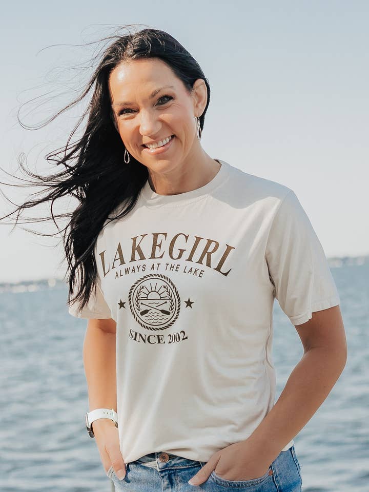 Lakegirl - Wholesale Screen Printed T-Shirt - Women's - Ringspun Short Sleeve Tee in Cappuccino