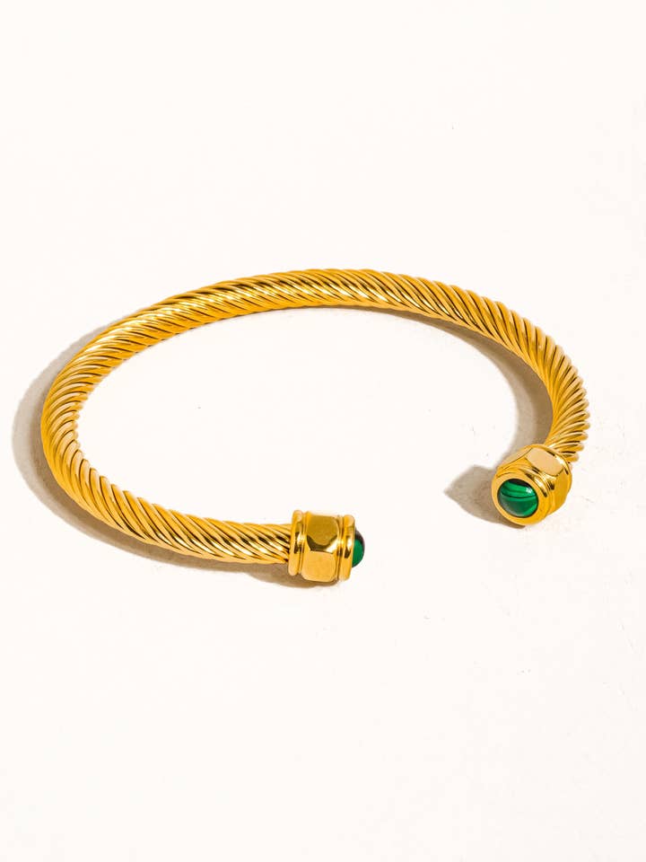 Vail 18K Gold Non-Tarnish Stone Braided Bangle for wholesale by Flânerie by MAIQ