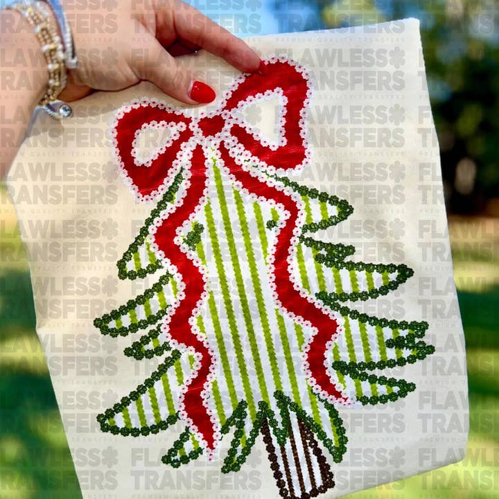 Árbol de Navidad Seersucker #2831 Transferencia DTF para venta al por mayor de Flawless Transfers