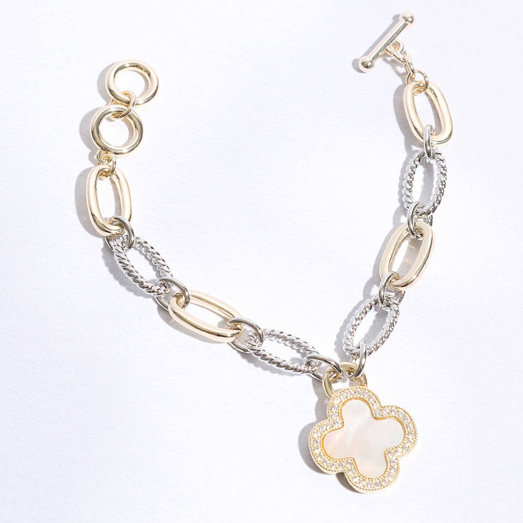 BKM Two Link Clover MOP Link Bracelet  for wholesale on Faire6